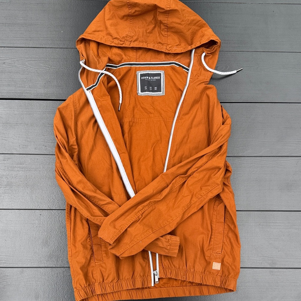 Denim & Flower Bold Orange Hooded Raincoat - Picture 3 of 5